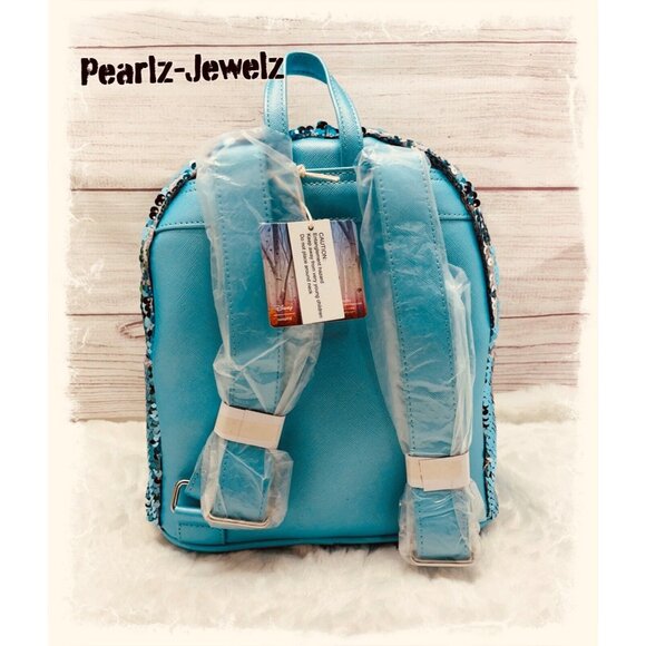 Loungefly Disney Frozen Elsa Sequin Reversible Blue Silver Mini Backpack NWT main image 5